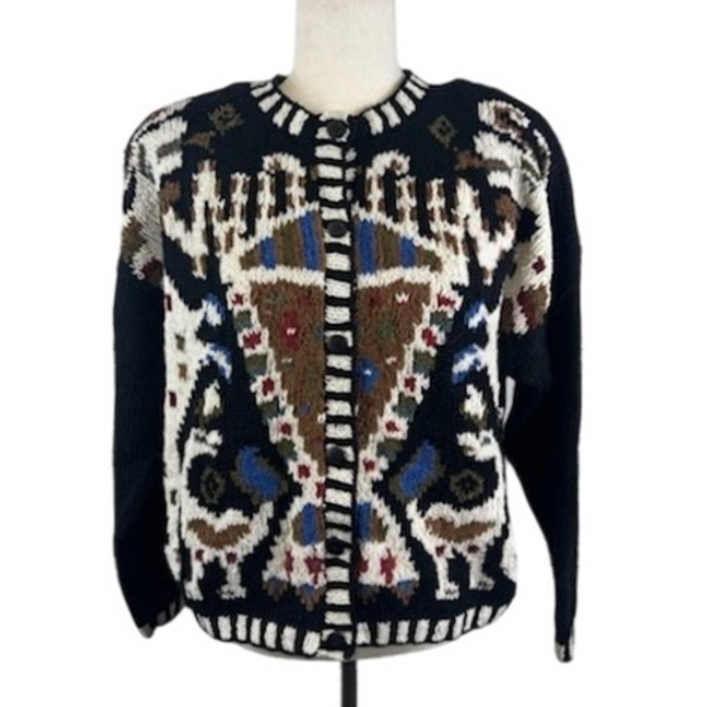 Kitty‎ Hawk Vintage Sweater Vivian Wang Wool Blend Geometric Size Large Y2K